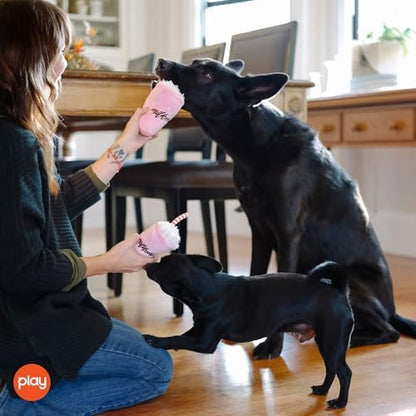 P.L.A.Y. Cute Plush Dog Toys - Fast Food Themed Durable Giggle Chew Toy, Great for Puppies & Small, Medium, Large Dog - Machine Washable, Recycled Materials (American Classic Milkshake, X-Small)