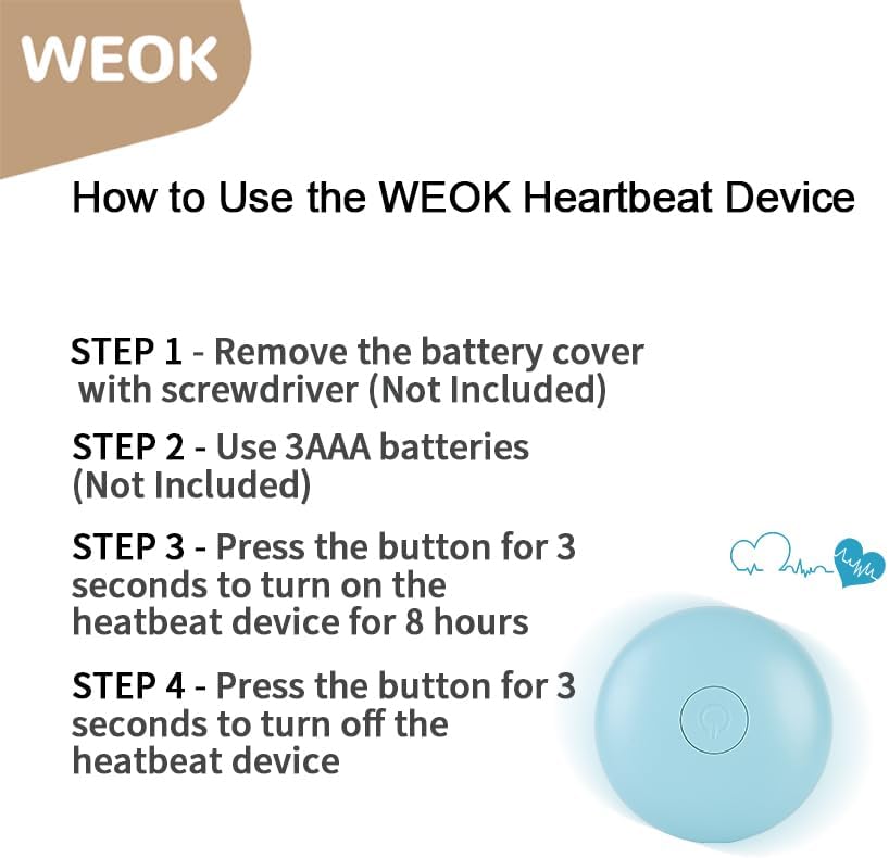 WEOK Heartbeat Dog Toy for Puppy- Helps for Dog Anxiety Relief and Calming Aid, Stuffed Animal Anxiety Calming Behavioral Aid Puppy Heartbeat Toy Sleep aid for Dogs Cats Pets