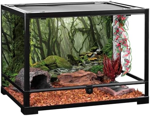 36x18 in Terrarium Backdrop Foggy Forest Stream Reptile Habitat Background