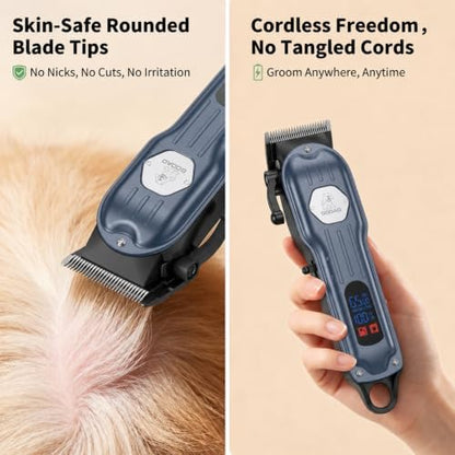 Dog Cordless Grooming Kit Low Noise for Heavy Thick Hair&Coats