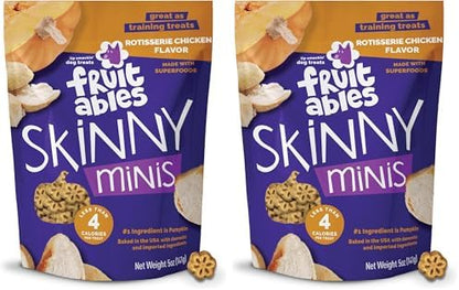 Fruitables Skinny Minis Dog Treats,Healthy Pumpkin Treat for Dogs,Low Calorie & Delicious,Puppy Training,No Wheat,Corn or Soy,Made in the USA,Rotisserie Chicken Flavor,5oz,(Pack of 2)
