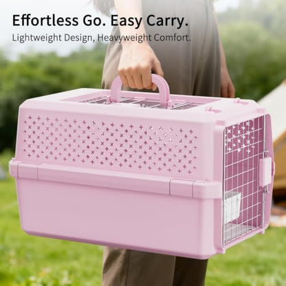 RIZZARI Hard-Sided Dog Carrier: 24" Travel Crate for Medium Dogs & Cats