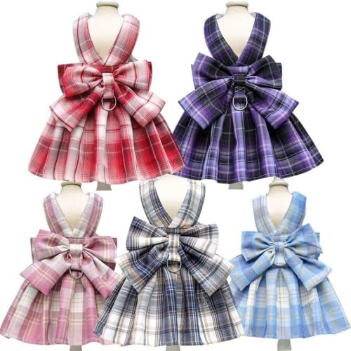 Rabbit Harness and Leash for Walking Escape Proof - Cute Skirt Mesh Breathable Bunny Vest Harness Outdoor Camping Hiking Training - Also Suit for Ferret Kittn Puppy Small Animals (X-Small,Purple)