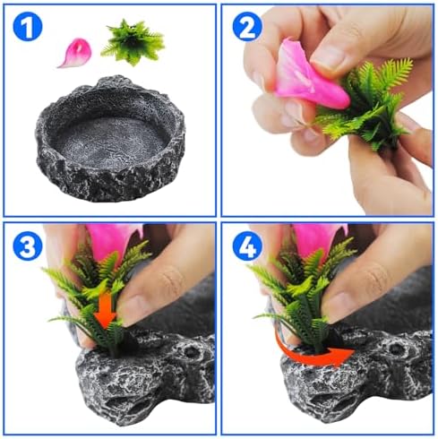 Reptile Food Dish,Rock Reptile Terrariums Water Dish, Water and Food Bowls Lizard Water Bowl for Leopard Gecko, Tree Frog, Snake, Crested Gecko, Frog