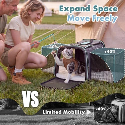 Cat Carrier Soft Sided, TSA Airline Approved Pet Carrier for Cats Small Dogs, Expandable Travel Carrier with Removable Pad, Blue