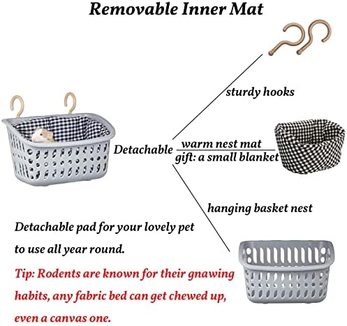 JWShang Small Rat Hammocks for Cage Chew Proof, Rat Warm Bed, Small Animal Hanging Hammock, Rat Cage Accessories for Small Animals Rat, Mouse, Guinea Pig, Chinchilla, Sugar Glider, Ferret