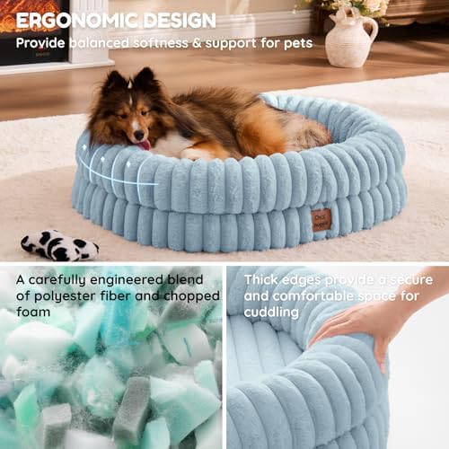 ChiXnuggle Orthopedic Dog Bed, Washable Cover, Faux Fur Bolster Pet Couch