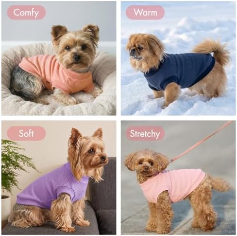 2 Pack Dog Shirt for Small Supplies Functional Waffle Dog Clothes Warm Soft Sweatshirt Outfit for Dogs Cats Pet Apparel