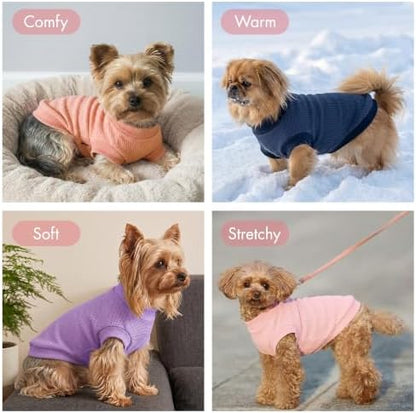 2 Pack Dog Shirt for Small Supplies Functional Waffle Dog Clothes Warm Soft Sweatshirt Outfit for Dogs Cats Pet Apparel