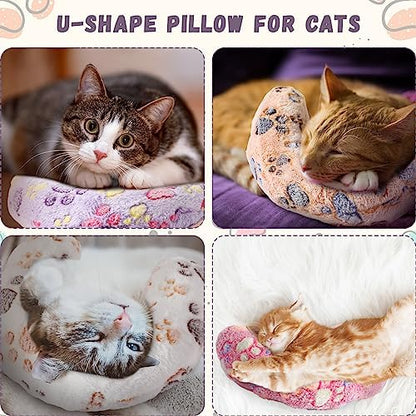 Sweetude 4 Pcs Cat Pillow Calming Pet Dog Neck Pillow, Paw, Medium