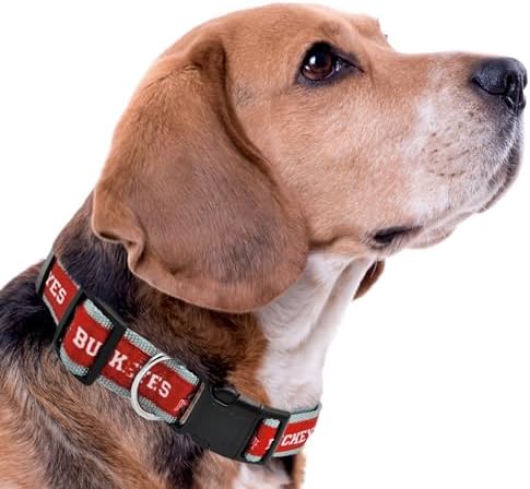 Pets First Collegiate PET Collar NEW Version Ohio State Buckeyes Dog Collar, Size Large. Best Sports Team Color for Dogs & Cats. A Shiny & Colorful Dog & Cat Collar Licensed by The NCAA