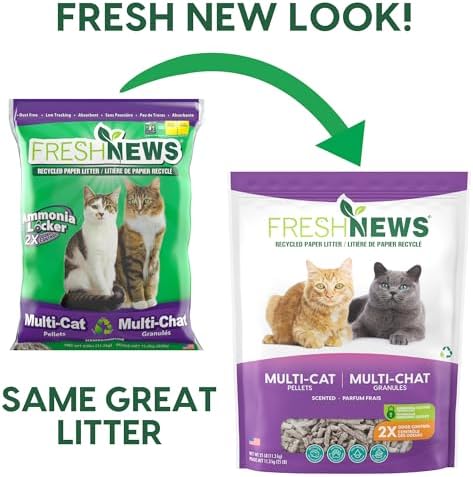 Fresh News Multi-Cat Pellet Non-Clumping Paper Cat Litter, 25 Pound