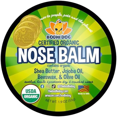 Bodhi Dog Organic Nose Balm - Moisturizes, Soothes & Protects Dry and Cracking Noses - USDA Certified Organic for Dogs & Cats - Suitable for All Breeds, Including Bulldogs, Retrievers & Terriers (2oz)