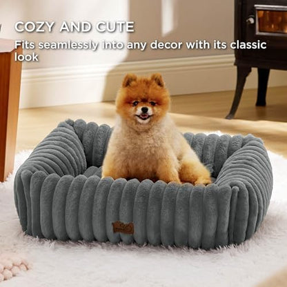 Bedsure ComfyFleece™ Dog Bed for Small Medium Dogs Washable,25in Warm Grey