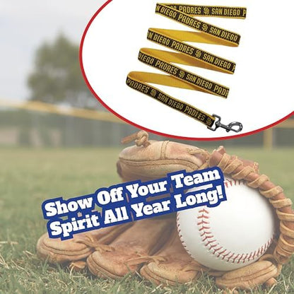 MLB PET Leash, Small, San Diego Padres Dog Leash, Baseball Team Leash for Dogs & Cats. A Shiny & Colorful Dog & Cat Leash with Emboridered Team Name/Logo Licensed by The MLB