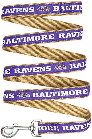 Pets First NFL Licensed Baltimore Ravens Pet Leash, Size Small – Durable Satin Dog & Cat Walking Strap and Pet Tether with Embroidered Team Name & Logo