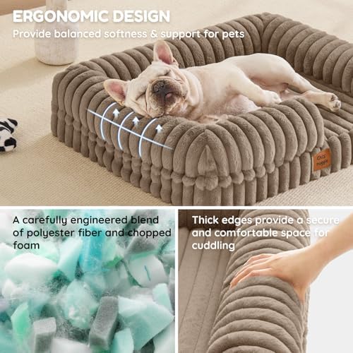 ChiXnuggle Faux Fur Orthopedic Dog Bolster Bed, Waterproof Washable Cover