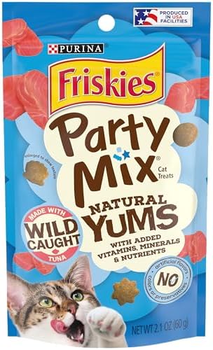 Friskies Purina Party Mix Natural YUMS Cat Treats, Wild Tuna, (10) 2.1 oz