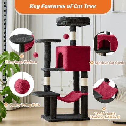 Sweetcrispy 44 Inch Cat Tree Tower for Indoor Cats and Kittens
