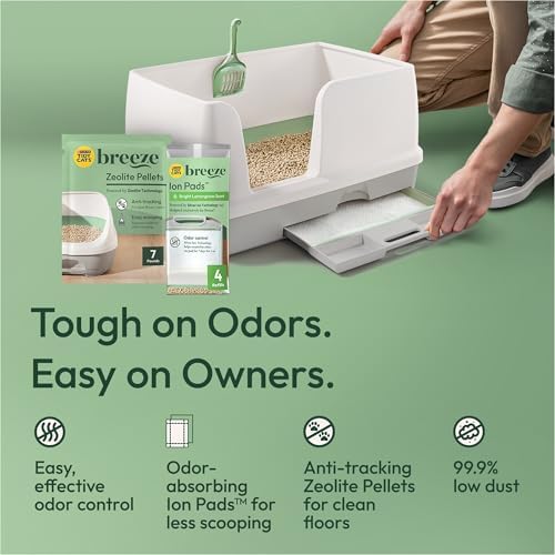 Purina Tidy Cats Breeze Litter Box System Kit with Pellet Cat Litter, XL Litter Box and Litter Box Pads