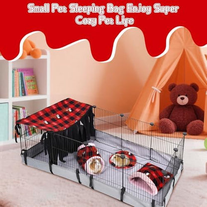 NAPLORD Small Pet Fleece Set,Guinea Pig Snuggle Sack, Tunnel,Fleece Forest Hideout,Square and Round Potty Pads for Guinea Pigs and More
