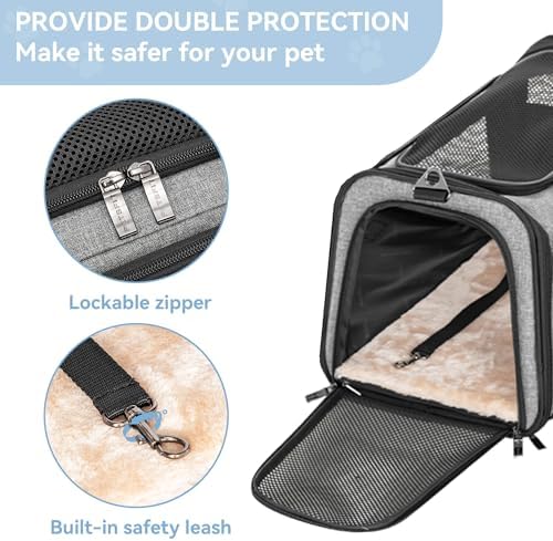 Petsfit 19"X12" X12" Expandable Pet Carrier, Square Expansion Reduces Pet Anxiety, Escape-Proof Self-Locking Zippers, 3 Easy-Access Entrances, for Cats & Small Dogs up to 18 lbs