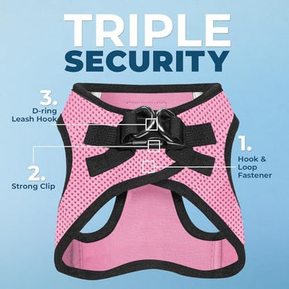 Voyager Step-in Air Dog Vest Harness - Pink/Black Trim, Large