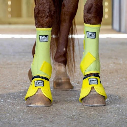 Jeffers Expression Protective Horse Boots, 1 Pair, Small- Safe Neoprene Leg Guards, Durable Strap Closures, Front & Hind Support, Equestrian Accessories for Travel & Riding - Yellow