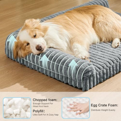 Orthopedic Large Dog Bed Furry Pet Bed, Washable Cover 48''X30''