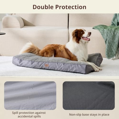 EGOHOME Comfort Shredded Memory Foam Flat Dog Bed, Dark Gray, 47x29