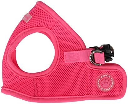 Puppia Neon Soft Vest Harness Step-in No Choke No Pull Walking Training for Small and Medium Dog, Pink, X-Small