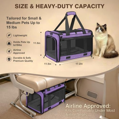 Soft Sided Cat Carrier for Anxious Pets with Privacy Roller Blinds