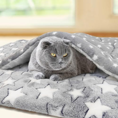 2 Pack Cat Blanket for Indoor Cats, Ultra Soft & Warm Calming Bed