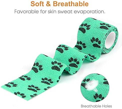 AUPCON Vet Wrap Cohesive Bandages Bulk Self Adhesive Bandage Wrap Self Adherent Wrap Non-Woven for Dogs Pet Animals & Ankle Sprains & Swelling 2 Inch x 5 Yards (2 Inch Claw)