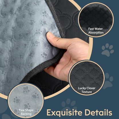 FunFurry Washable Pee Pads for Dogs - 2 Pack Reusable Pee Pads，Waterproof Puppy Pads，Pet Training Pads，Super Absorbent with Dog Paw Shape Non-Slip Backing (Dark Grey, 24" X 36" - 2 Pack)