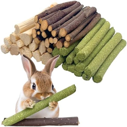 Small Animals Molar Wood Sticks 250g Natural Sweet Bamboo/Alfalfa/Apple Sticks Treats Toys for Small Animals, Rabbits, Guinea Pig, Bunny, Hamster, Rat, Chinchillas