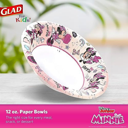 Glad for Kids Disney Minnie Mouse Paper Bowls, Pink, 12 Oz, 40 Count