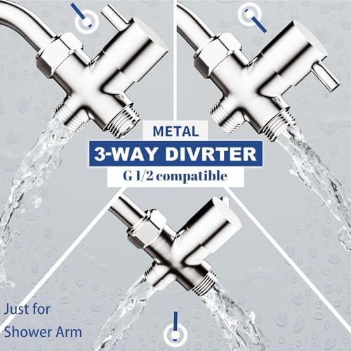Dog Shower Attachment for Convenient Dog Bath, 3-mode High Pressure Handheld Dog Shower Head, Indoor Shower Dog Wash Sprayer Kit Includes 8.2-Foot Hose, 3-way Diverter, Dog Brush and Adhesive Holder