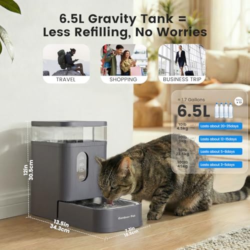 1.7 Gallon Automatic Dog Water Dispenser with Stainless Steel Bowl