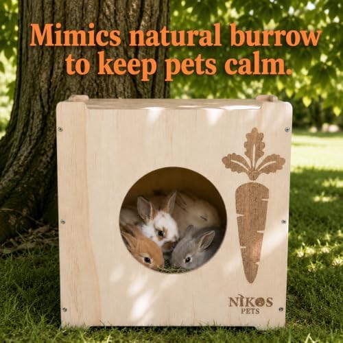 Wooden Rabbit Hideout, Rabbit Bed, Indoor Hutch, Bunny House, Outdoor Hut.