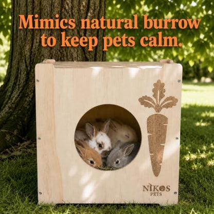 Wooden Rabbit Hideout, Rabbit Bed, Indoor Hutch, Bunny House, Outdoor Hut.