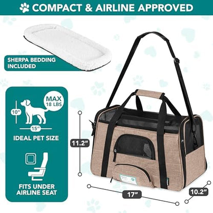 PetAmi Airline Approved Pet Carrier Cats & Small Dogs, Small Heather Taupe