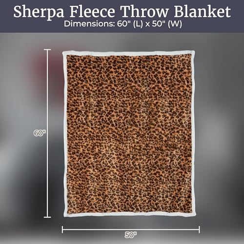 Lavish Home Sherpa Fleece Throw Blanket, Leopard Print, 50” x 60”