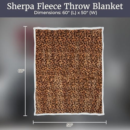 Lavish Home Sherpa Fleece Throw Blanket, Leopard Print, 50” x 60”