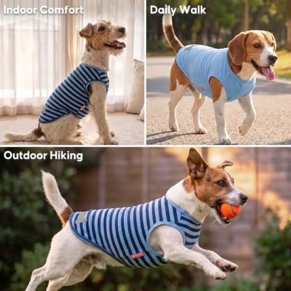 KYEESE 2Pack Cotton Dog Shirt for Small Dogs Soft Striped Tank Top