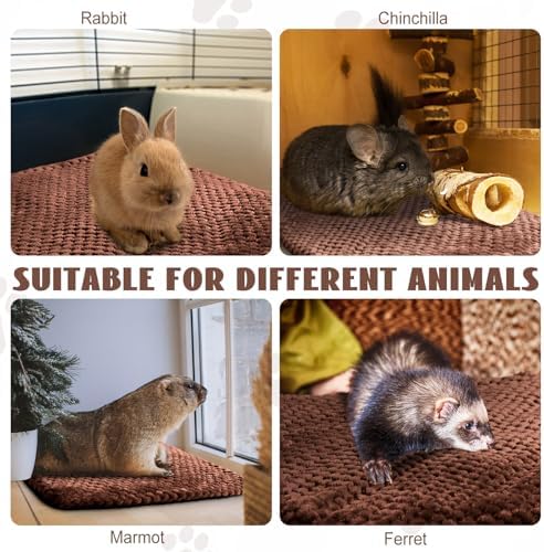 Drydiet 4 Pcs Self Heating Cat Pad Self Warming Cat Bed Dog Heating Pad Washable Thermal Pet Mat for Indoor Outdoor Pet 16 x 20 Inch Removable Non Slip(Coffee)