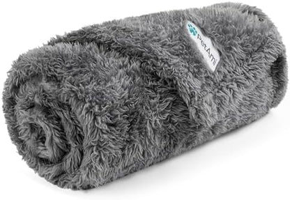 PetAmi Soft Plush Sherpa Dog Blanket for Pet Cat, Small 24x32, Grey