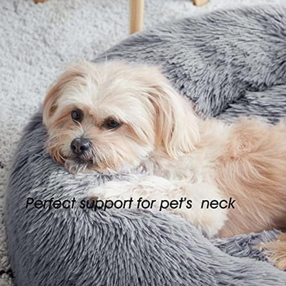 Western Home Calming Donut Medium Dog Bed Washable Pet Bed,30" Navy Grey