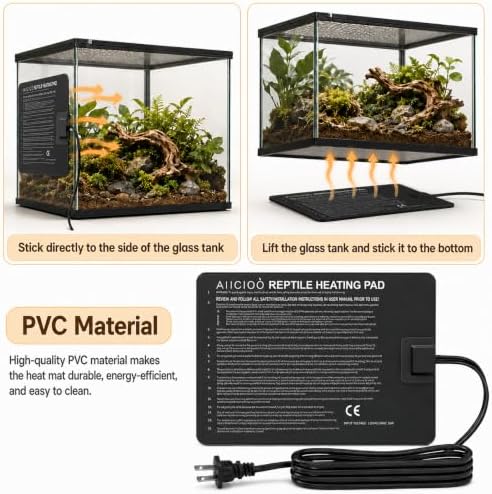 Aiicioo Reptile Heating Pad - Hermit Crab Heater Heat Mat for Reptiles Snake Lizard Terrarium 16 Watt (Pack of 2)