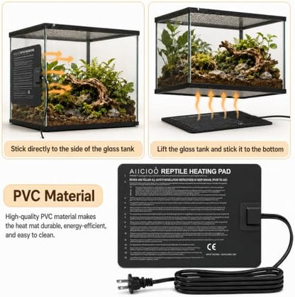 Aiicioo Reptile Heating Pad - Hermit Crab Heater Heat Mat for Reptiles Snake Lizard Terrarium 16 Watt (Pack of 2)